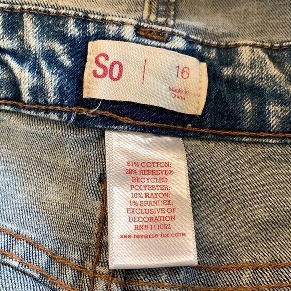 So denim distressed overalls Size 16 Kids NWT - Picture 10 of 12